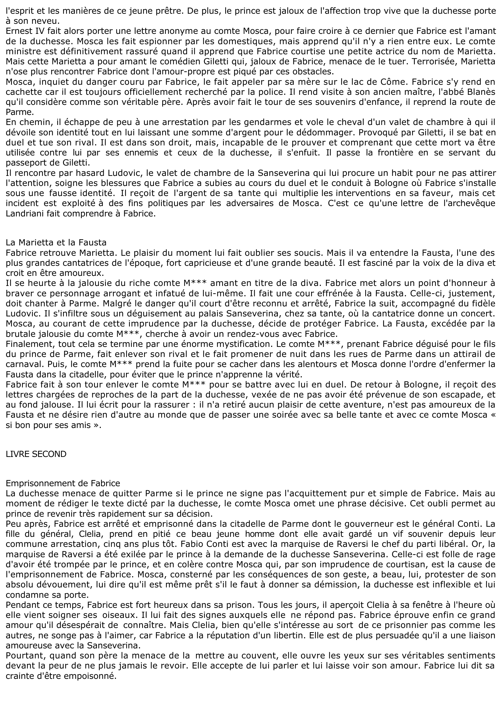 Prévisualisation du document La Chartreuse de Parme de Stendhal (résumé et analyse)