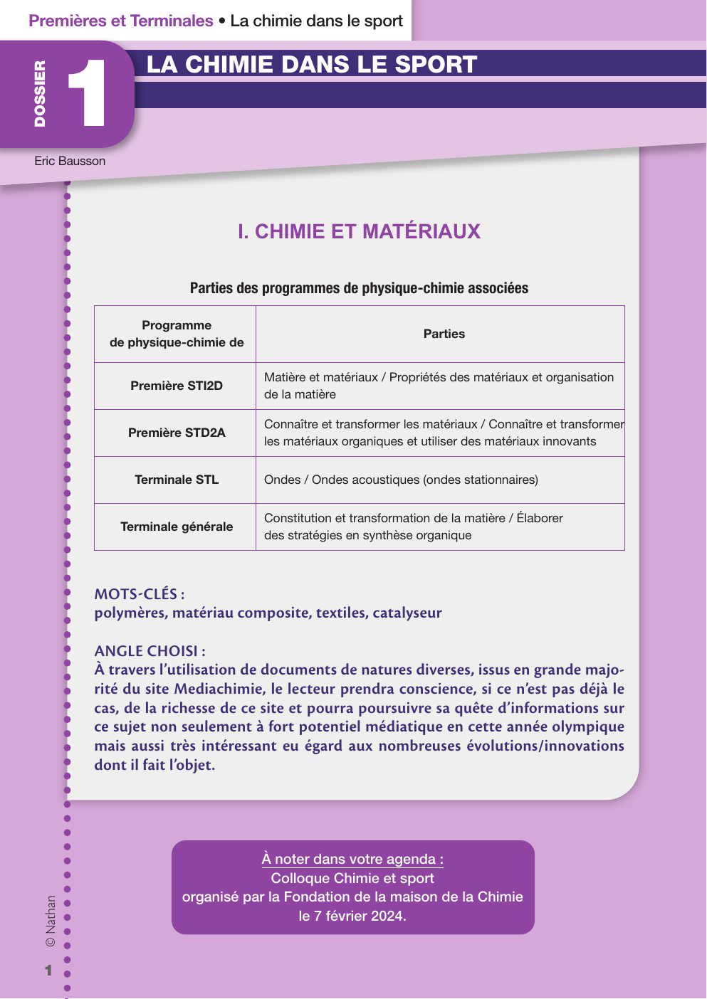 Prévisualisation du document La chimie dans le sport