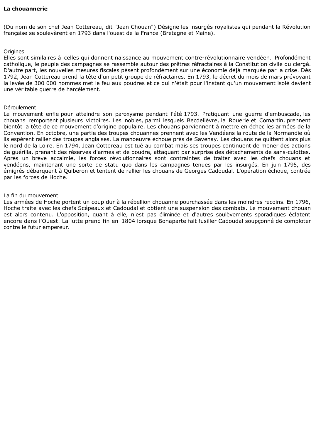 Prévisualisation du document La chouannerie