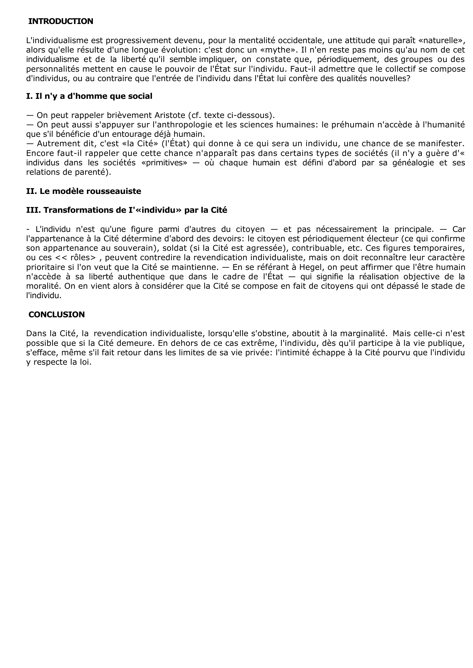 Prévisualisation du document LA CITÉ SE COMPOSE-T-ELLE D'INDMDUS ?