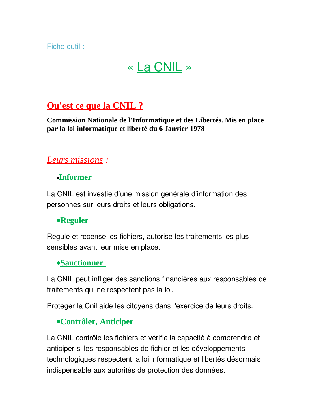 Prévisualisation du document La CNIL