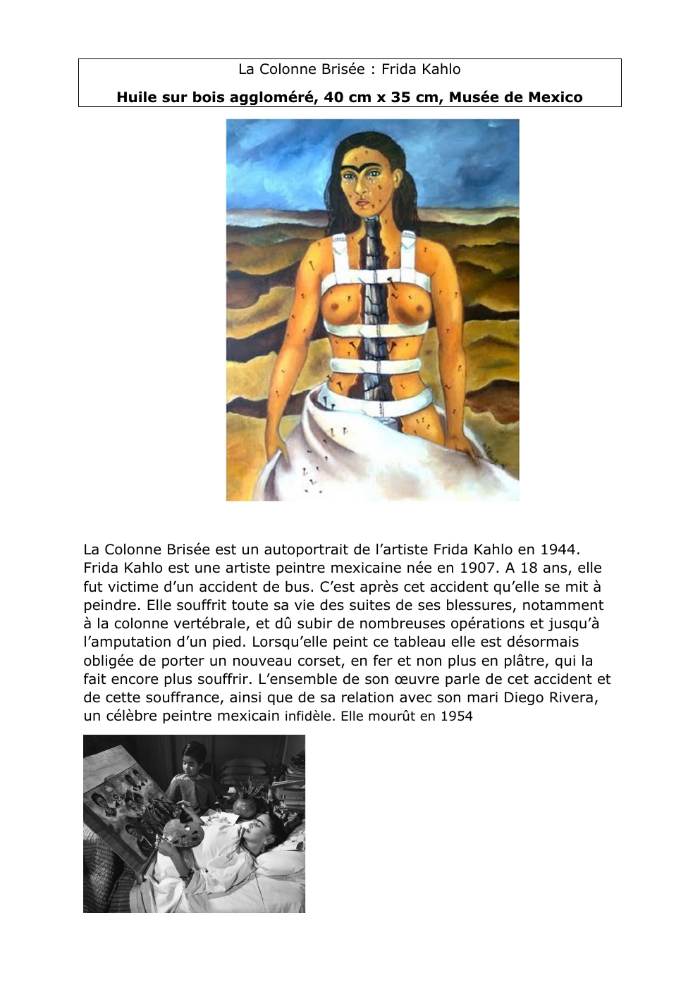Prévisualisation du document La Colonne Brisée : Frida Kahlo
