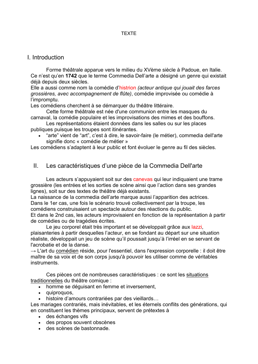 Prévisualisation du document La Commedia dell'arte: origines et influences