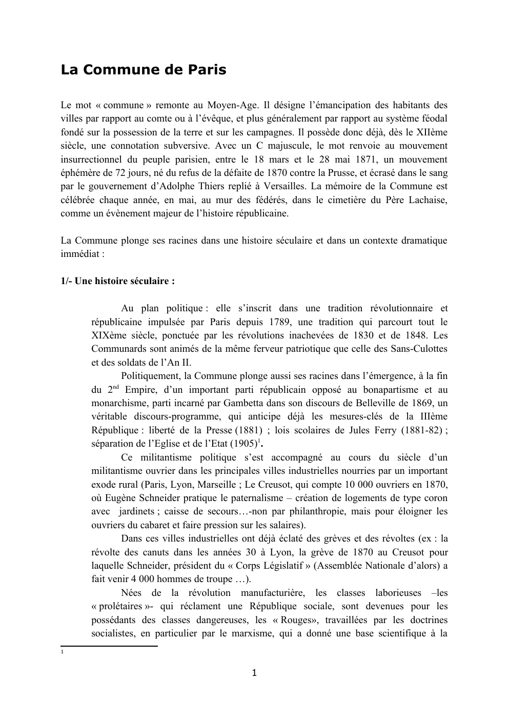 Prévisualisation du document La Commune de Paris
