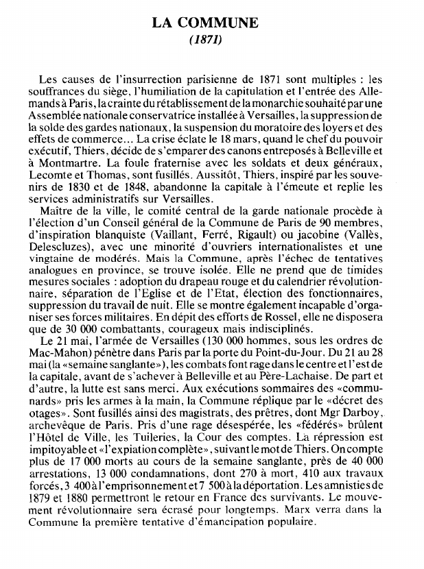 Prévisualisation du document LA COMMUNE(1871) (histoire).