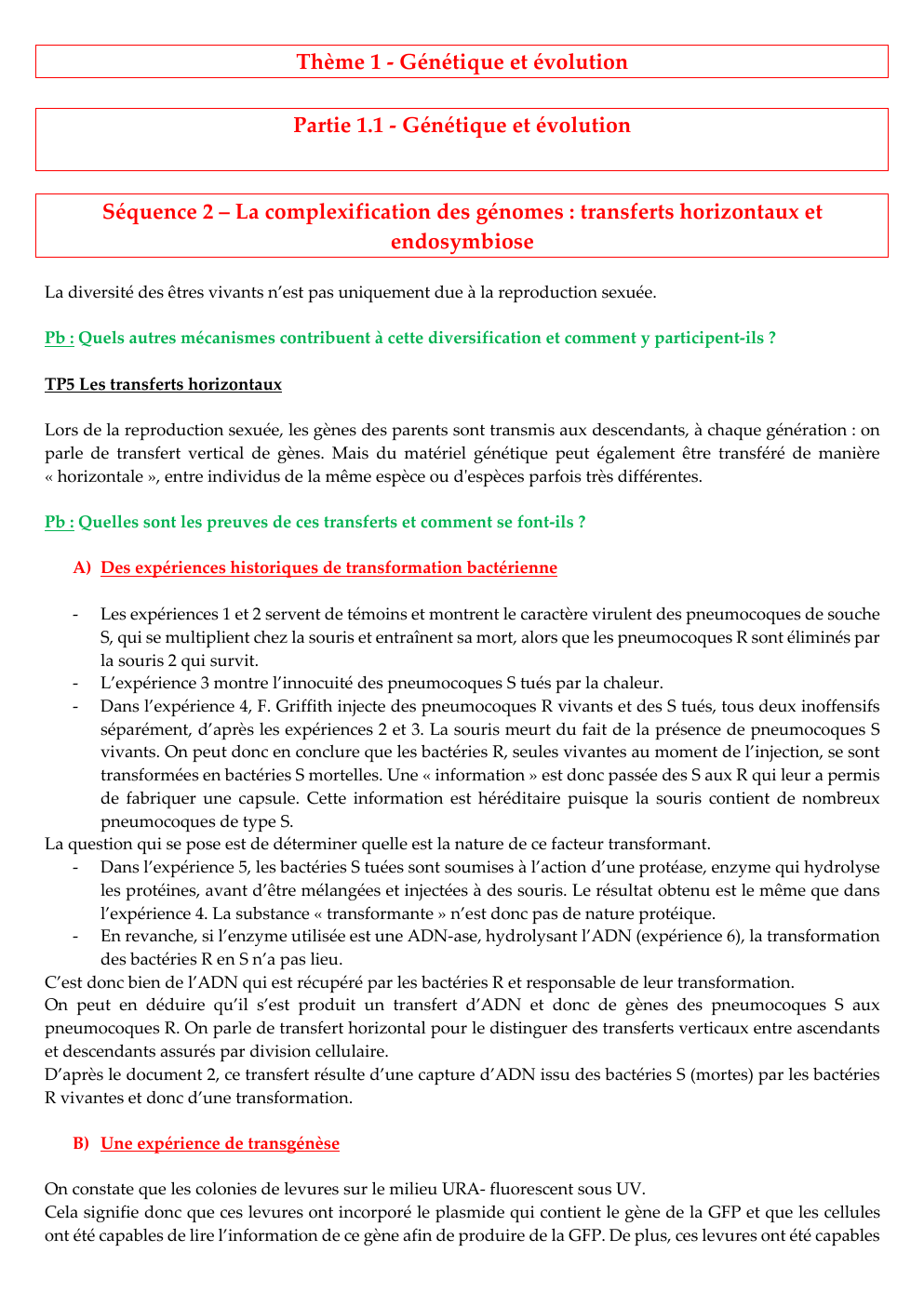 Prévisualisation du document La complexification des génomes