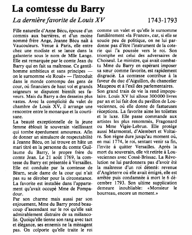 Prévisualisation du document La comtesse du BarryLa dernière favorite de Louis XV.