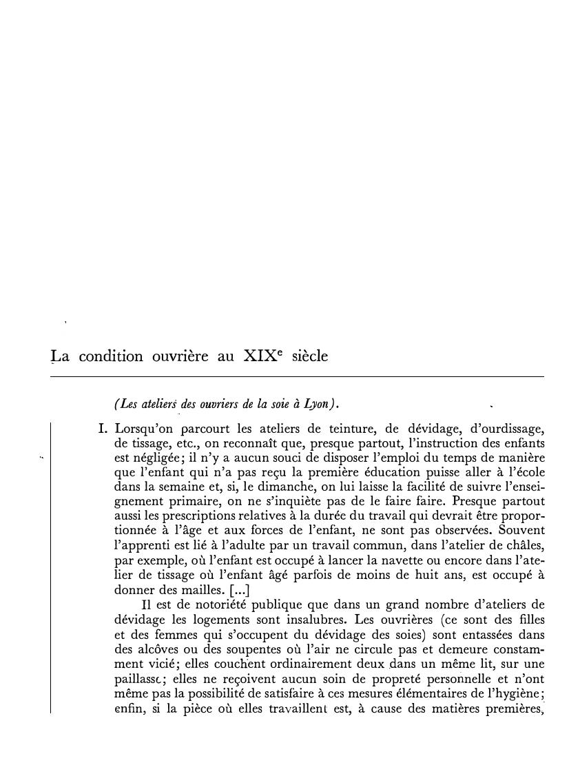 Prévisualisation du document La condition ouvrière au XIXe siècle