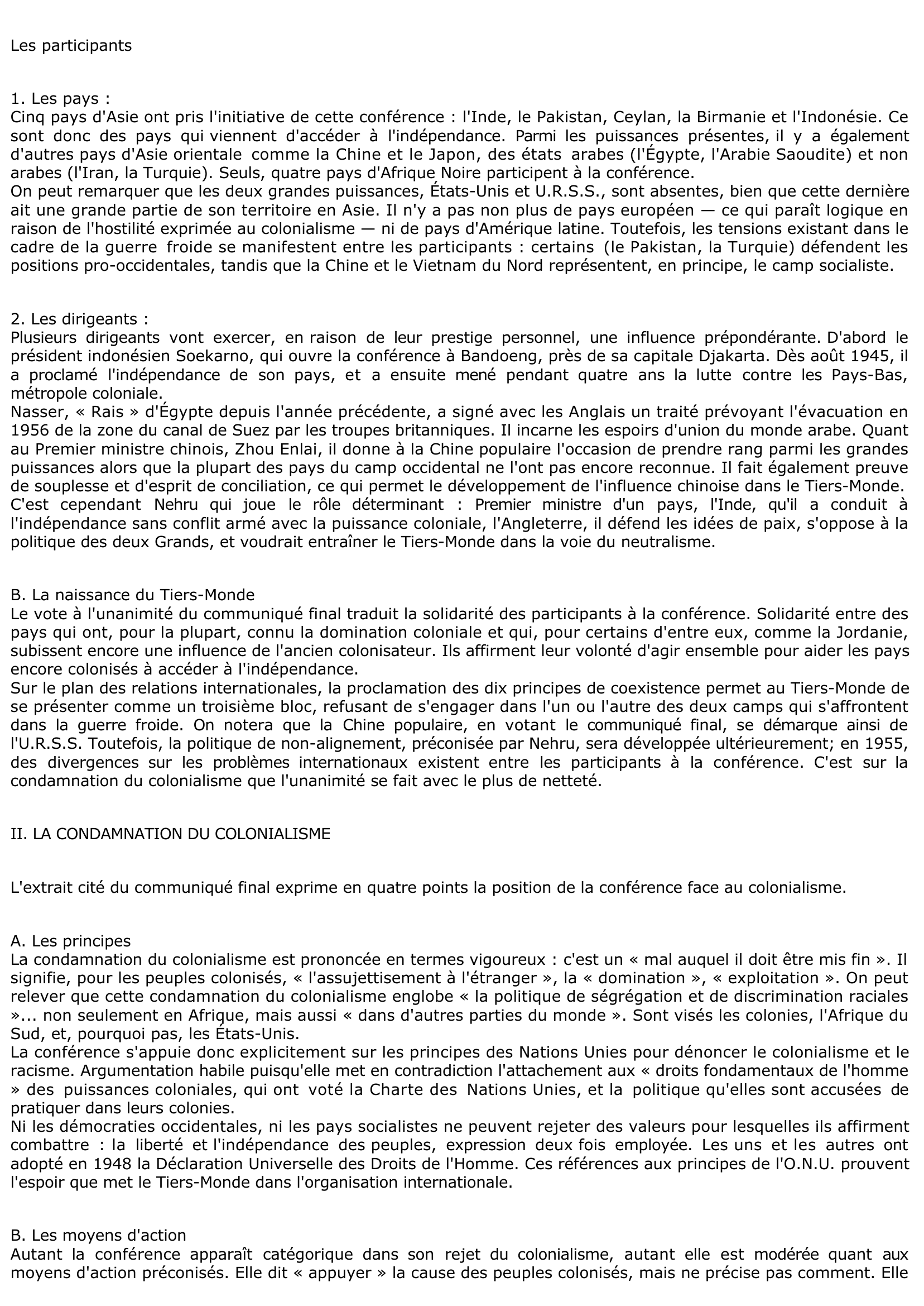 Prévisualisation du document LA CONFÉRENCE AFRO-ASIATIQUE DE BANDOENG (1955) - HISTOIRE