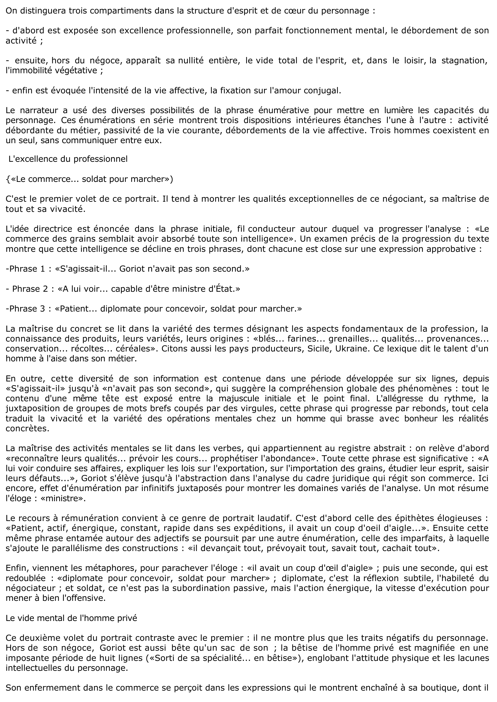 Prévisualisation du document La configuration psychique de Goriot («Le commerce des grains... bizarreries morales», pp. 126-127) - Le père Goriot de Balzac