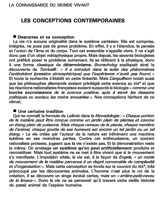 Prévisualisation du document LA CONNAISSANCE DU MONDE VIVANT

LES CONCEPTIONS CONTEMPORAINES
• Descartes et sa conception
La vie n'a aucune originalité dans le...