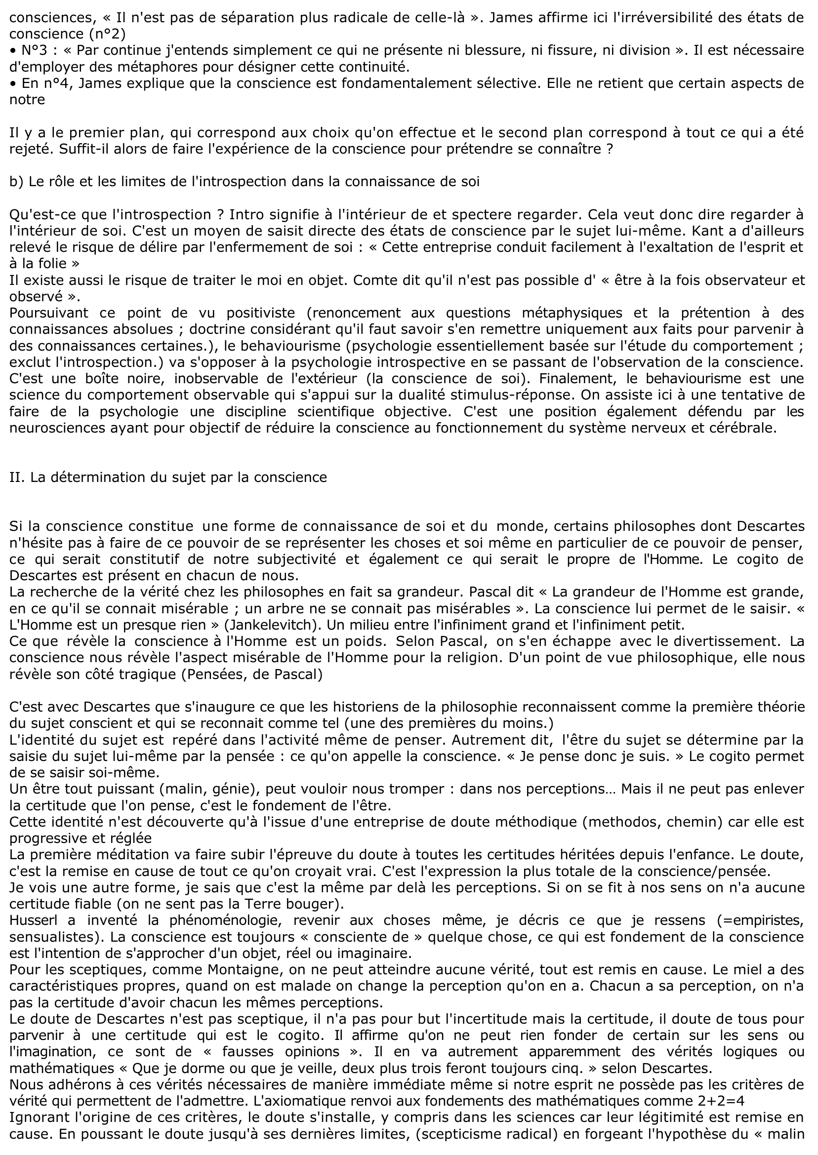Prévisualisation du document La conscience (cours rédigé)