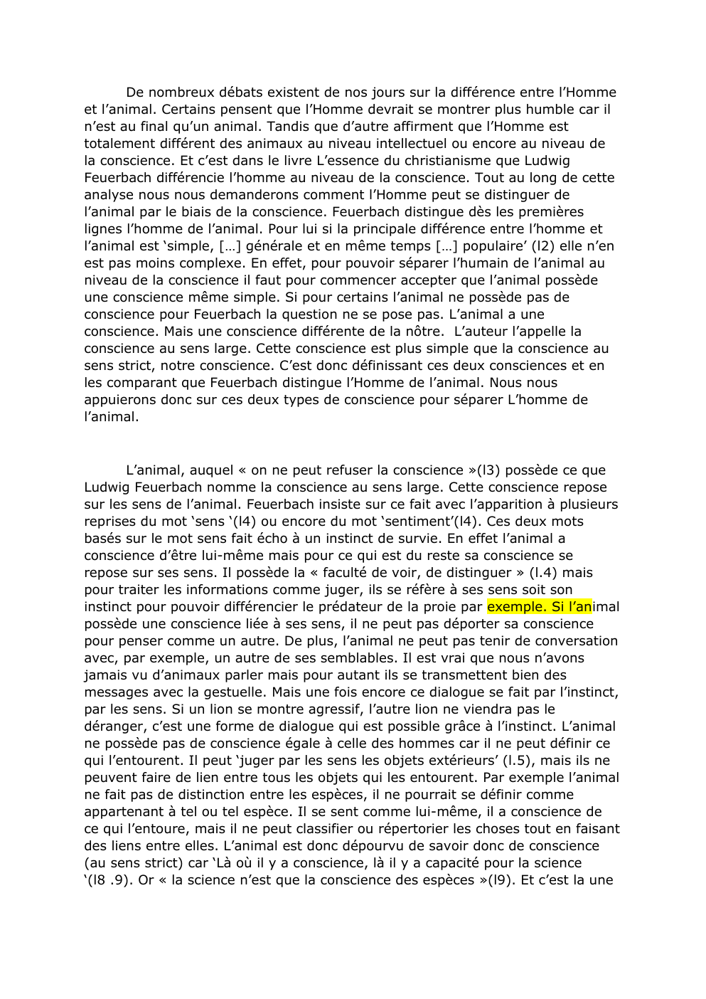 Prévisualisation du document La conscience et l'animal chez Feuerbach