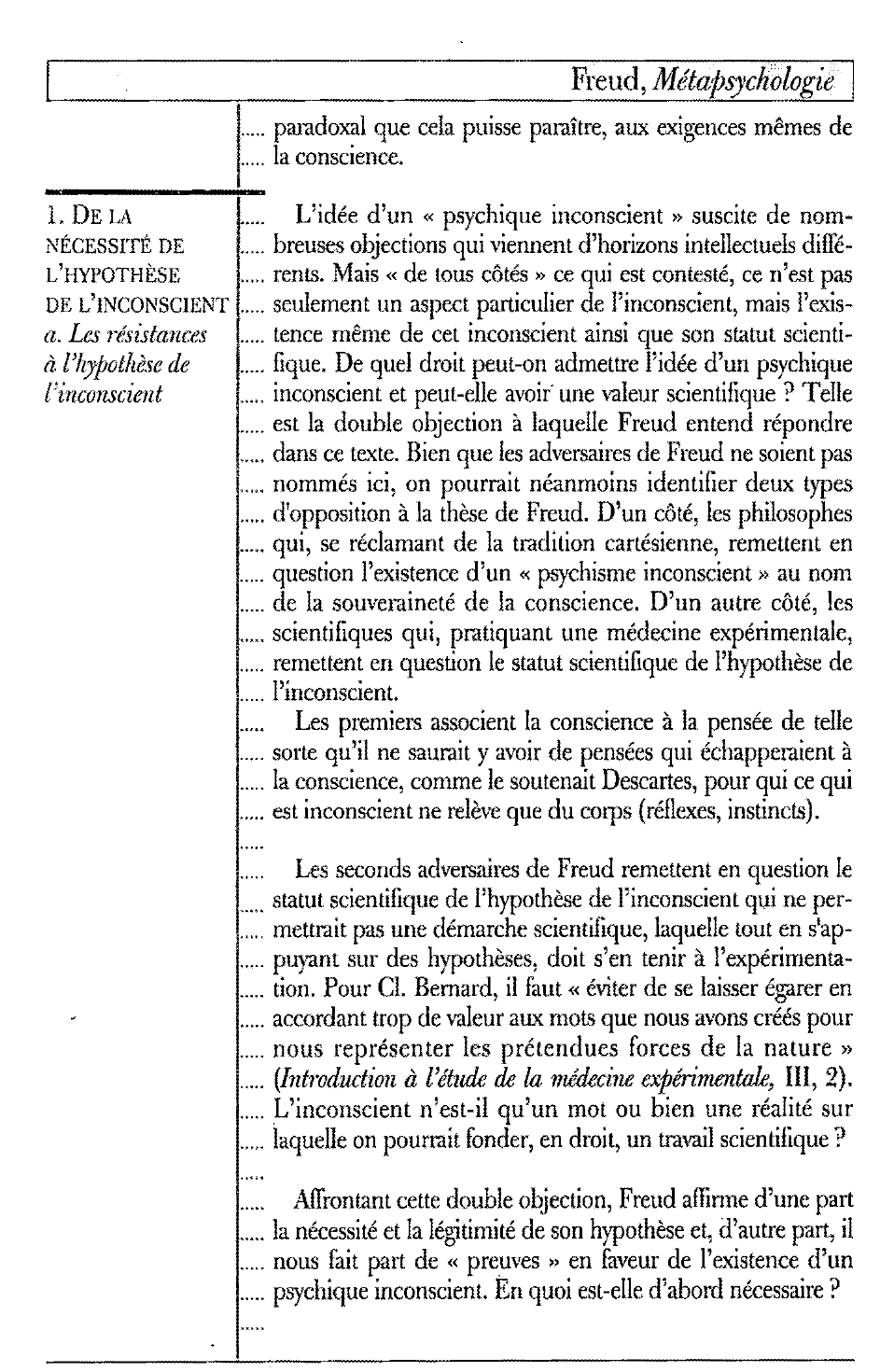 Prévisualisation du document La conscience et l’inconscient - Sigmund Freud, Métapsychologie.