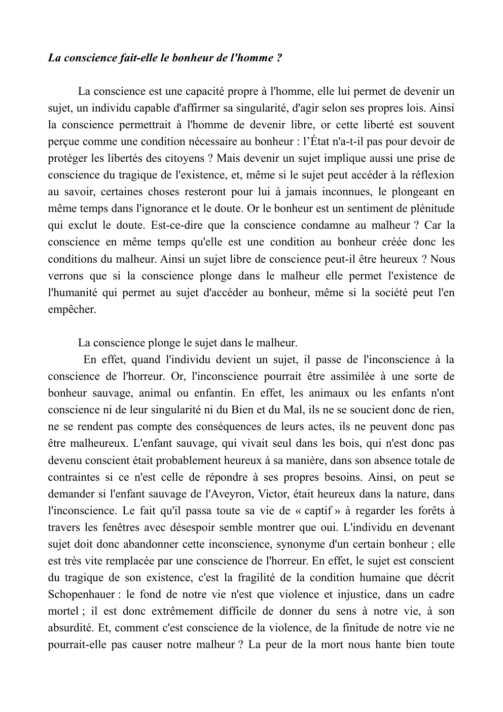 Prévisualisation du document la conscience fait elle le bonheur de l'homme