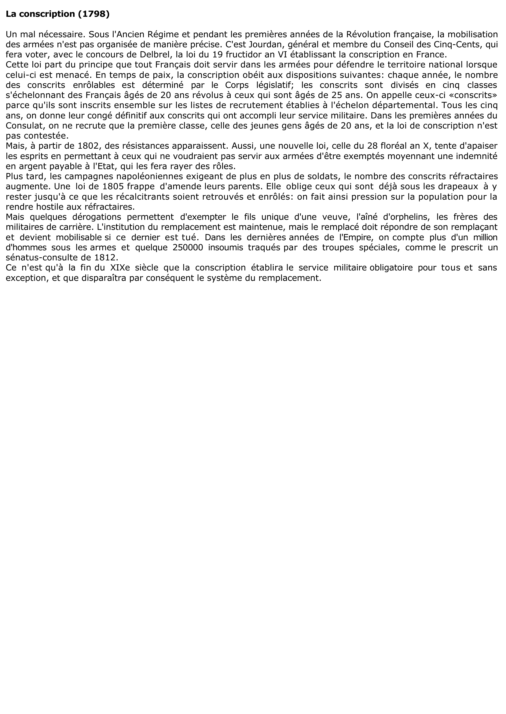 Prévisualisation du document La conscription