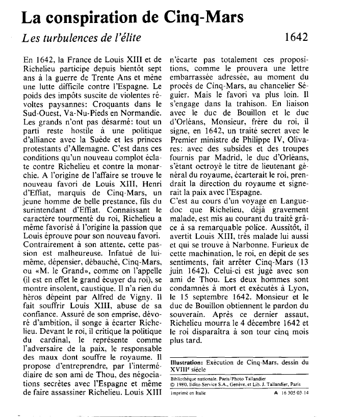 Prévisualisation du document La conspiration de Cinq-MarsLes turbulences de l'élite.
