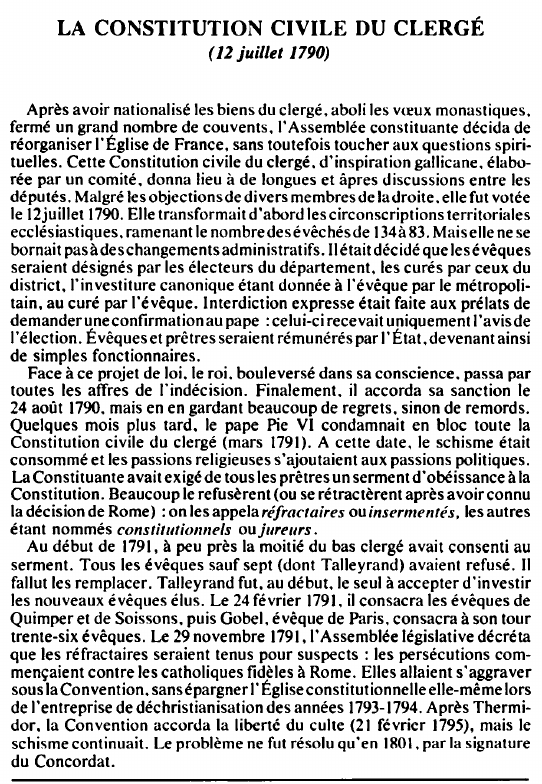 Prévisualisation du document LA CONSTITUTION CIVILE DU CLERGÉ(12 juillet 1790) - HISTOIRE.