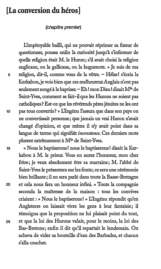 Prévisualisation du document [La conversion du héros] (chapitre premier) - Commentaire de L'Ingénu de Voltaire