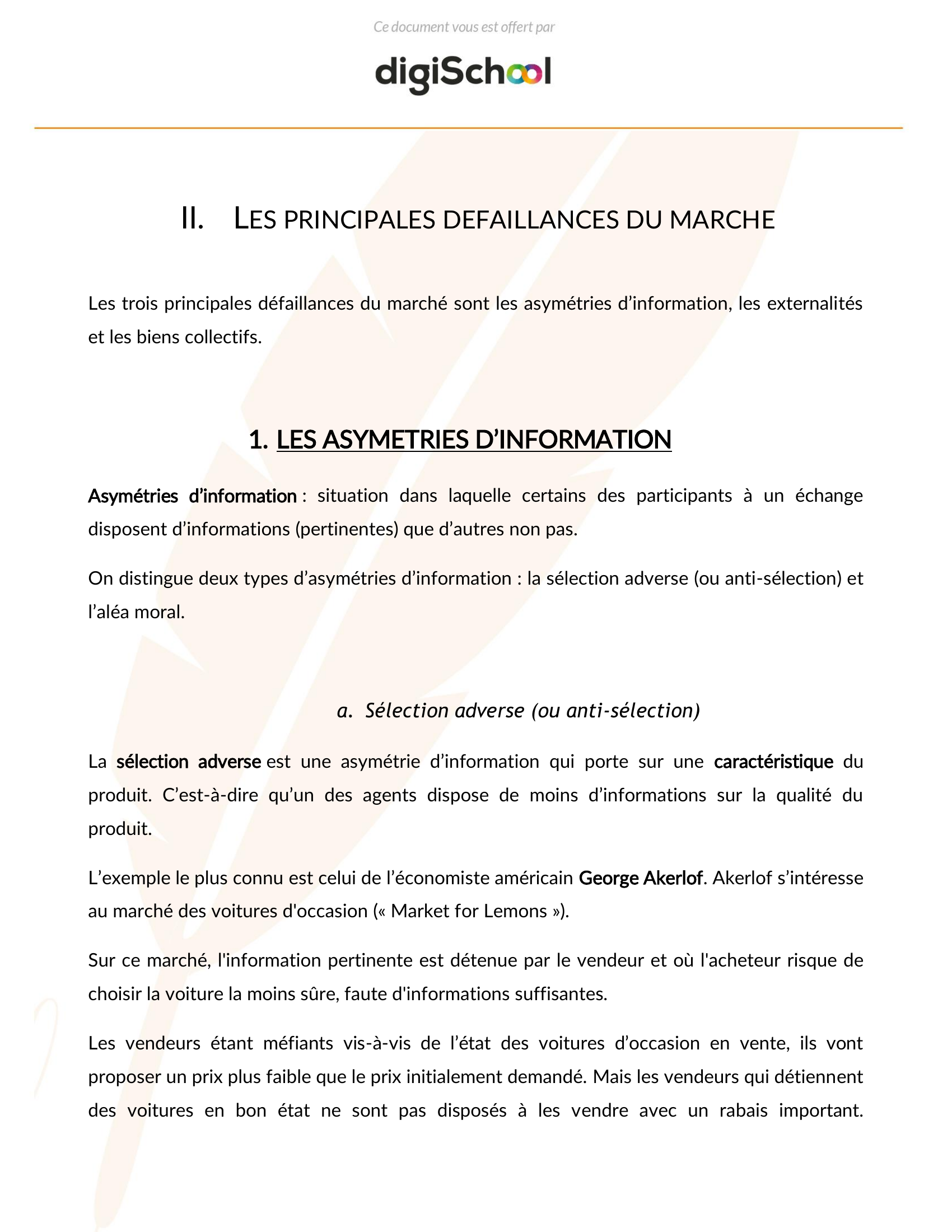 Prévisualisation du document LA COORDINATION PAR LE MARCHE QUELLES SONT LES PRINCIPALES DEFAILLANCES DU MARCHE ?