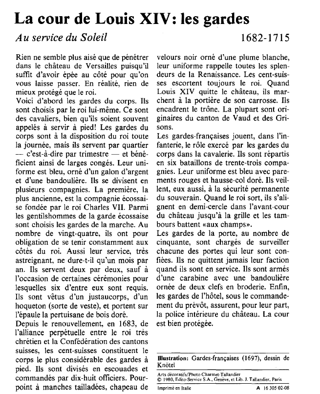 Prévisualisation du document La cour de Louis XIV: les gardesAu service du Soleil.