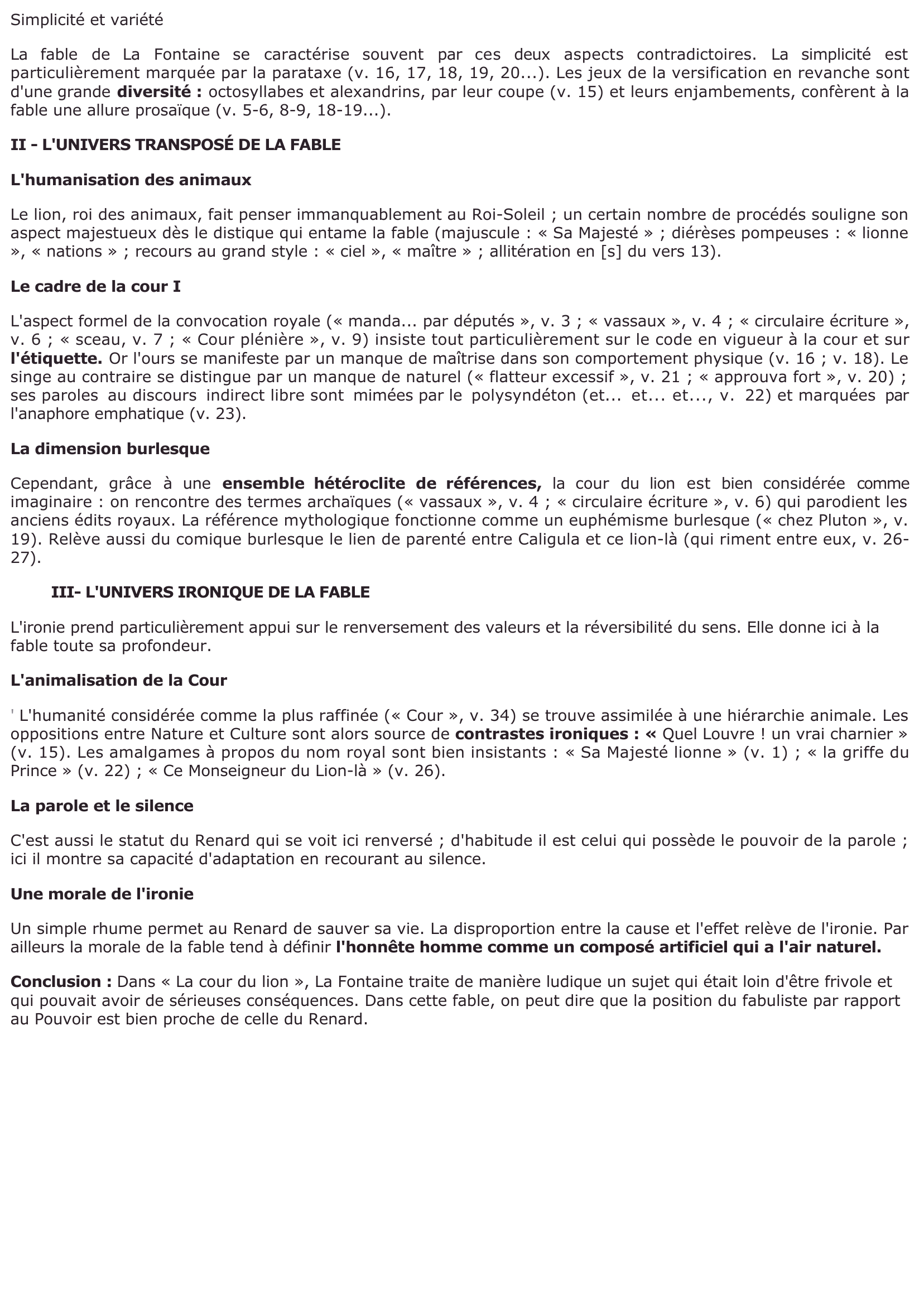 Prévisualisation du document La cour du lion - Jean de La Fontaine. Livre VII