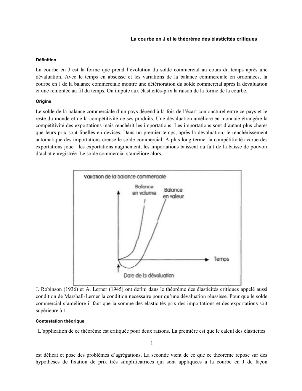 Prévisualisation du document La courbe en J et le théorème des élasticités critiques