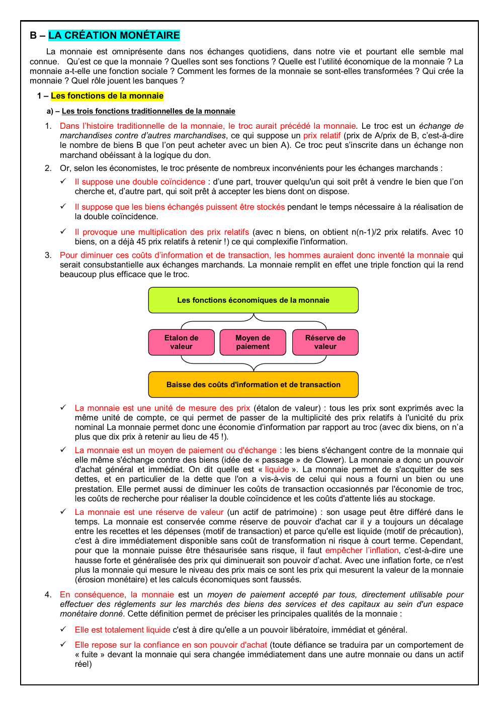 Prévisualisation du document LA CRÉATION MONÉTAIRE (cours)