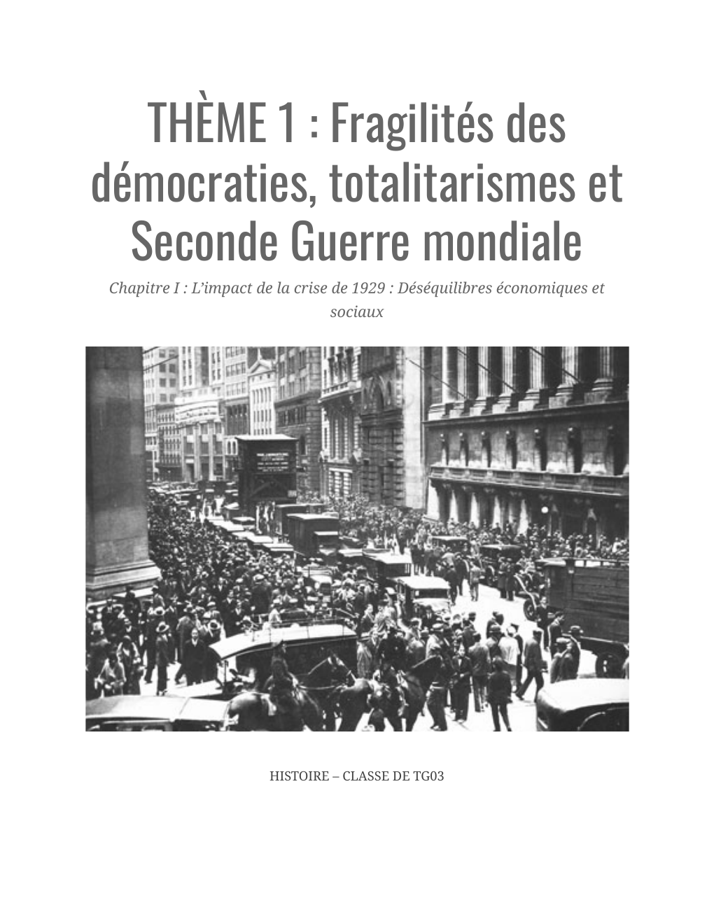 Prévisualisation du document La crise de 1929 - Histoire Tle générale