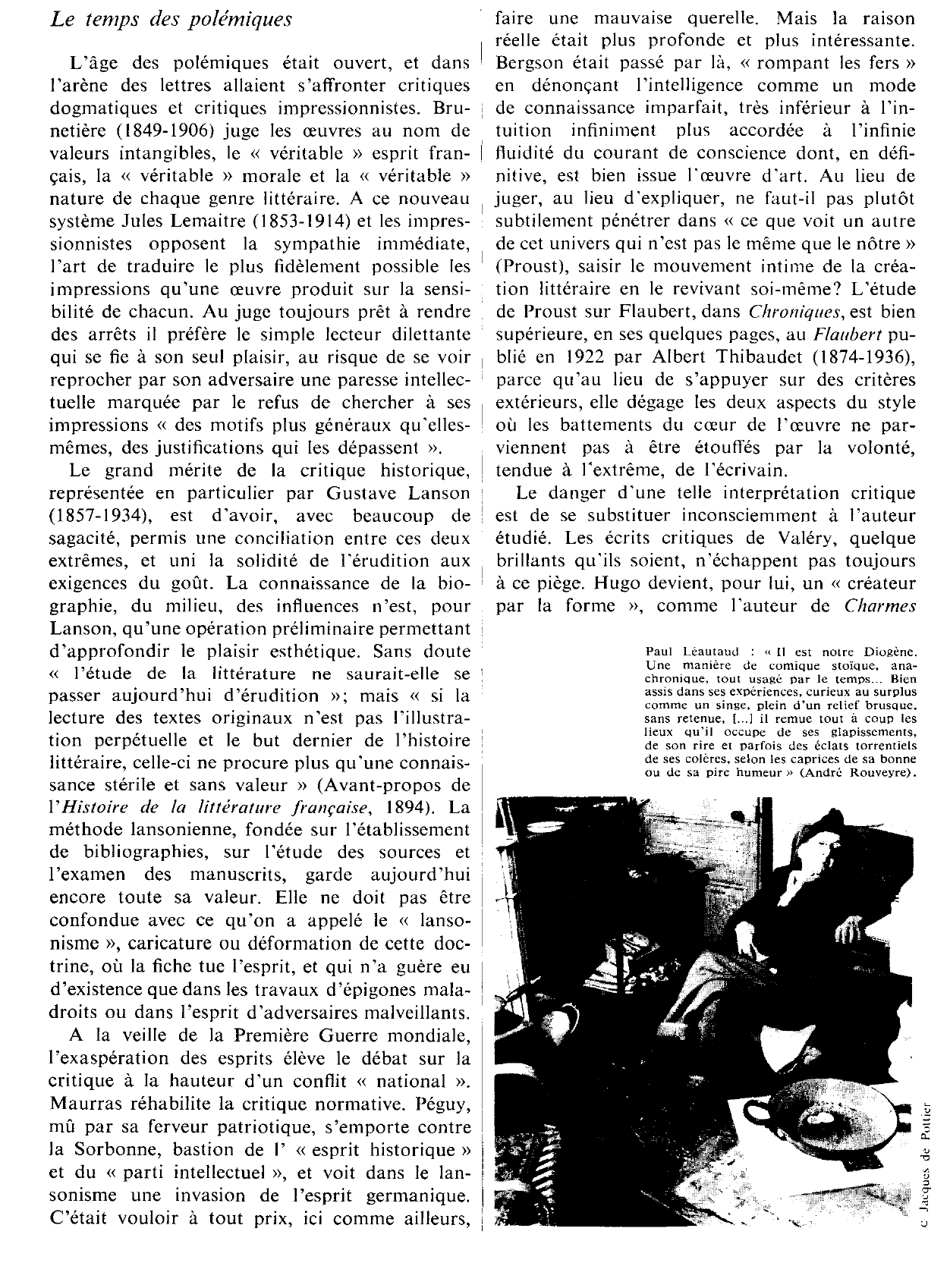 Prévisualisation du document LA CRITIQUE AVANT ET APRES 1945 (LITTÉRATURE)