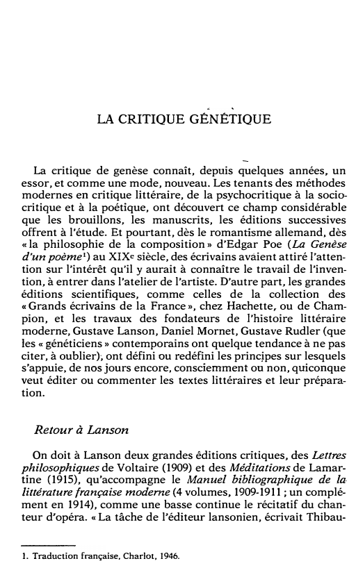 Prévisualisation du document La critique littéraire: LA CRITIQUE GÉNÉTIQUE