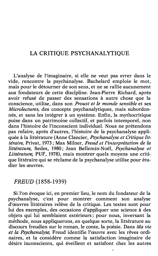 Prévisualisation du document La critique littéraire: LA CRITIQUE PSYCHANALYTIQUE