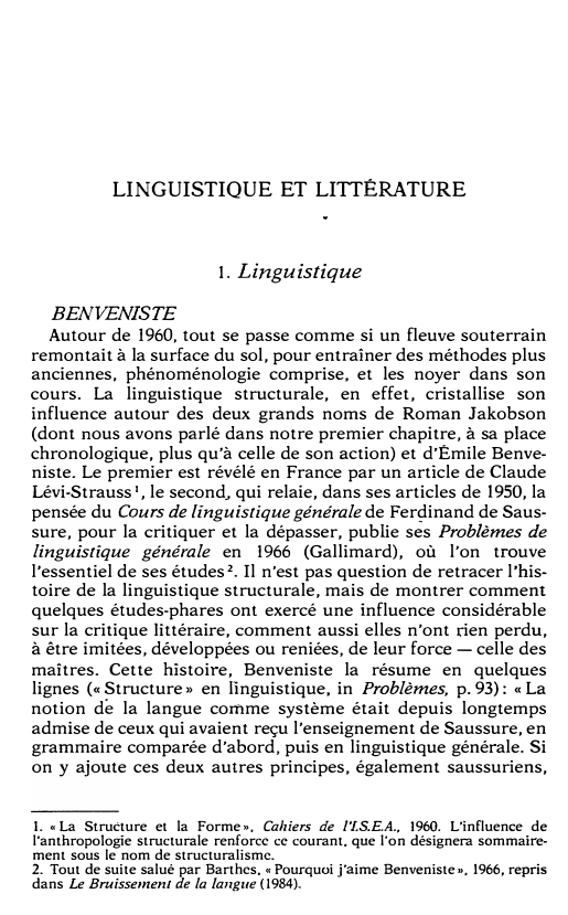 Prévisualisation du document La critique littéraire: LINGUISTIQUE ET LITTÉRATURE