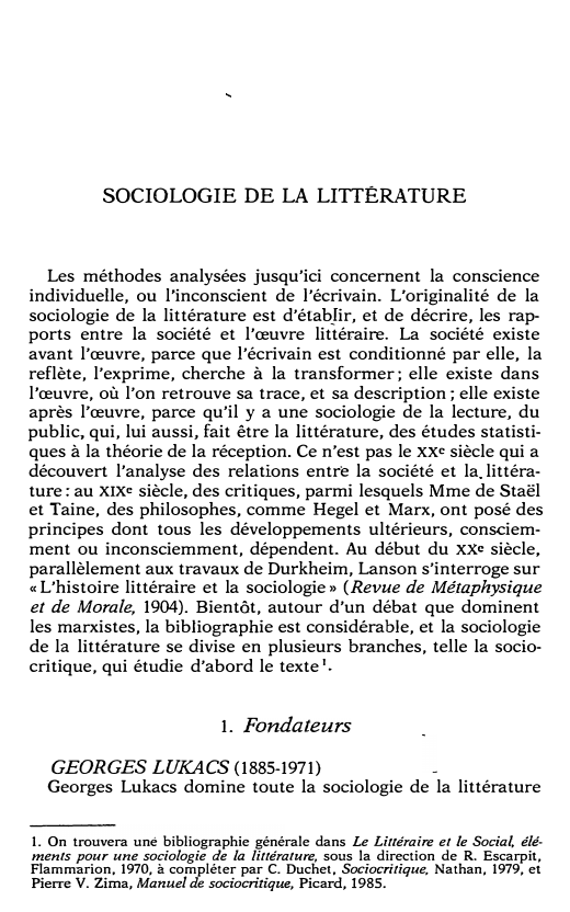 Prévisualisation du document La critique littéraire: SOCIOLOGIE DE LA LITTÉRATURE