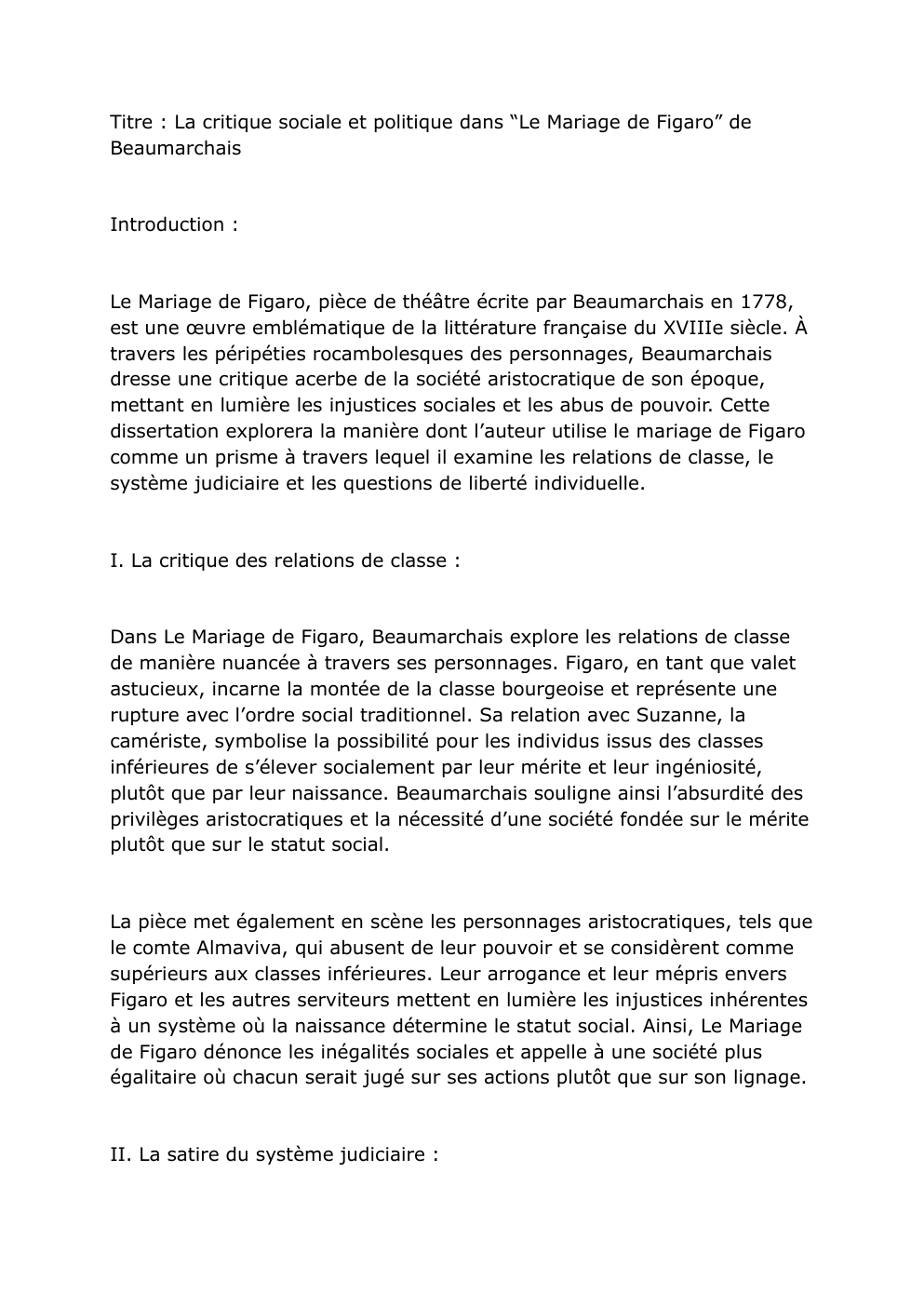 Prévisualisation du document La critique sociale et politique dans “Le Mariage de Figaro” de Beaumarchais