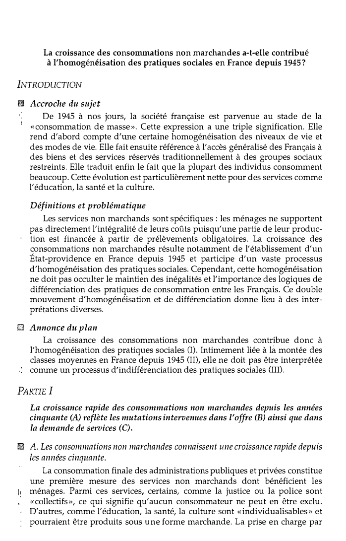 Prévisualisation du document La croissance des consommations non marchandes a-t-elle contribué à l'homogénéisation des pratiques sociales en France depuis 1945?