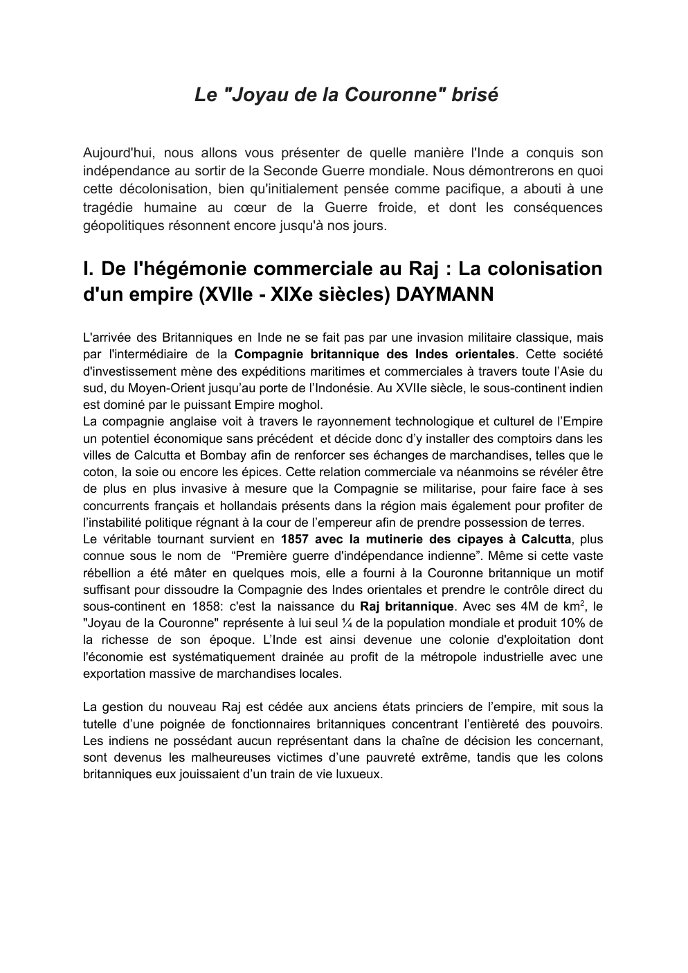 Prévisualisation du document La décolonisation de l'Inde : le joyau brisé de la couronne