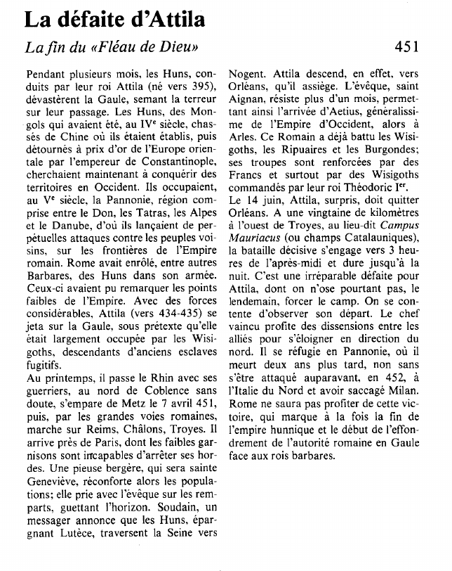 Prévisualisation du document La défaite d'AttilaLa fin du «Fléau de Dieu».