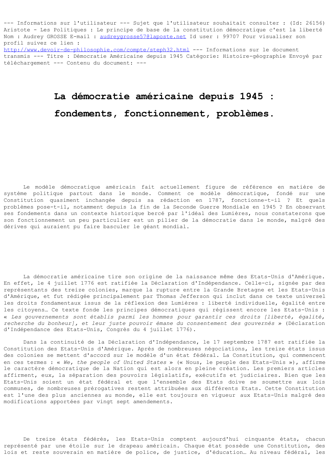 Prévisualisation du document La démocratie américaine depuis 1945 : fondements, fonctionnement, problèmes.