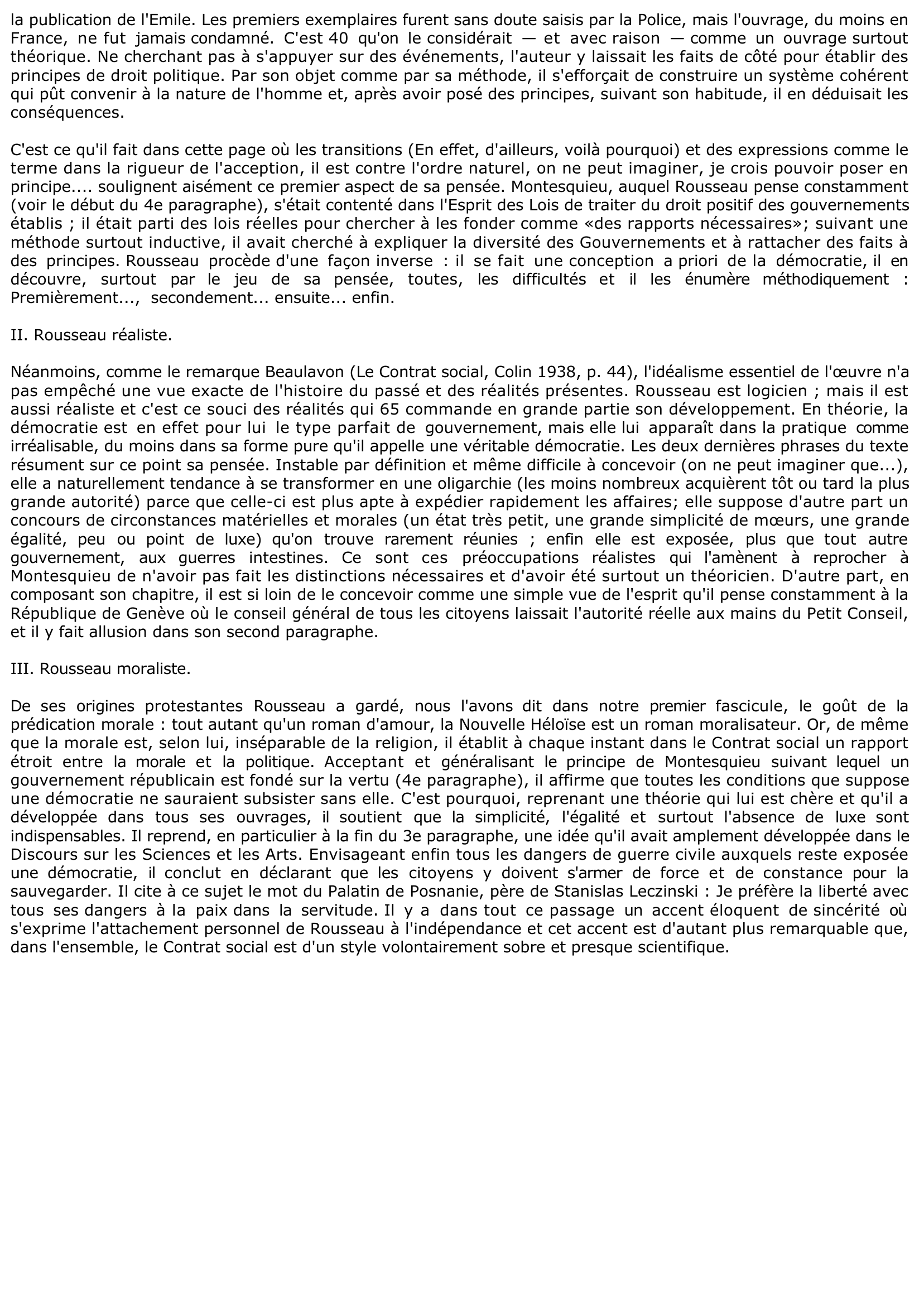 Prévisualisation du document La démocratie (Le Contrat Social, livre III, chap. IV) - ROUSSEAU