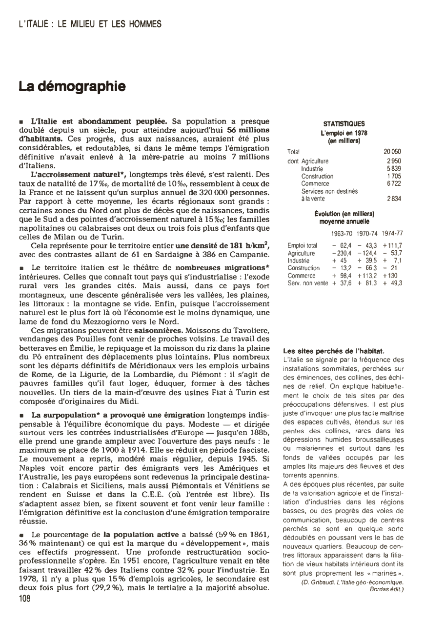 Prévisualisation du document La démographie - Italie (en 1980)