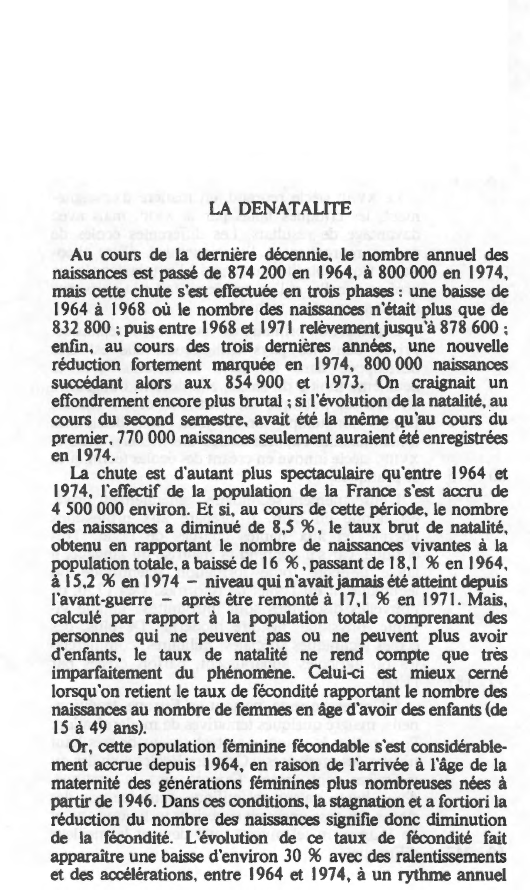 Prévisualisation du document LA DÉNATALITÉ