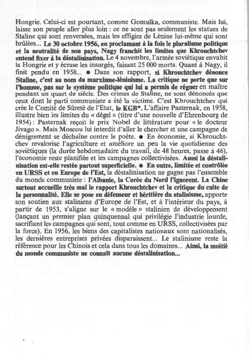 Prévisualisation du document LA DÉSTALINISATION ET SES LIMITES (1953-1958) - HISTOIRE