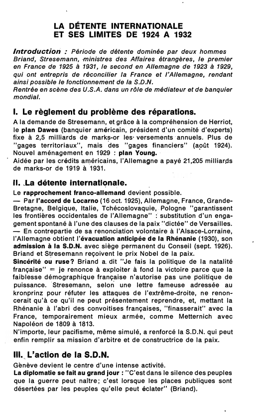 Prévisualisation du document LA DÉTENTE INTERNATIONALE ET SES LIMITES DE 1924 A 1932