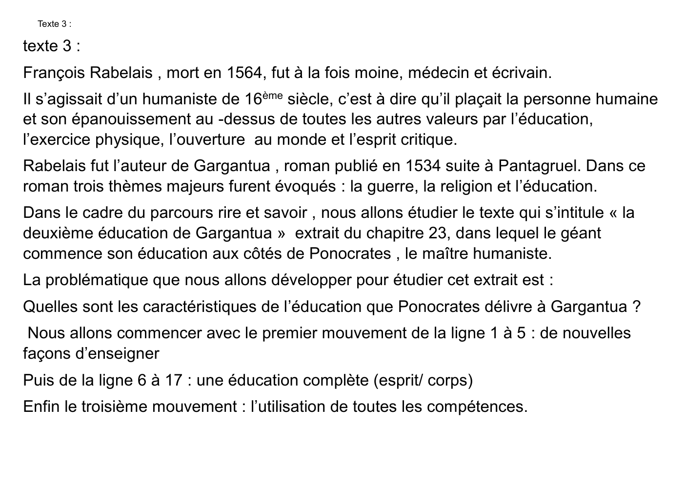 Prévisualisation du document La deuxième education - François Rabelais