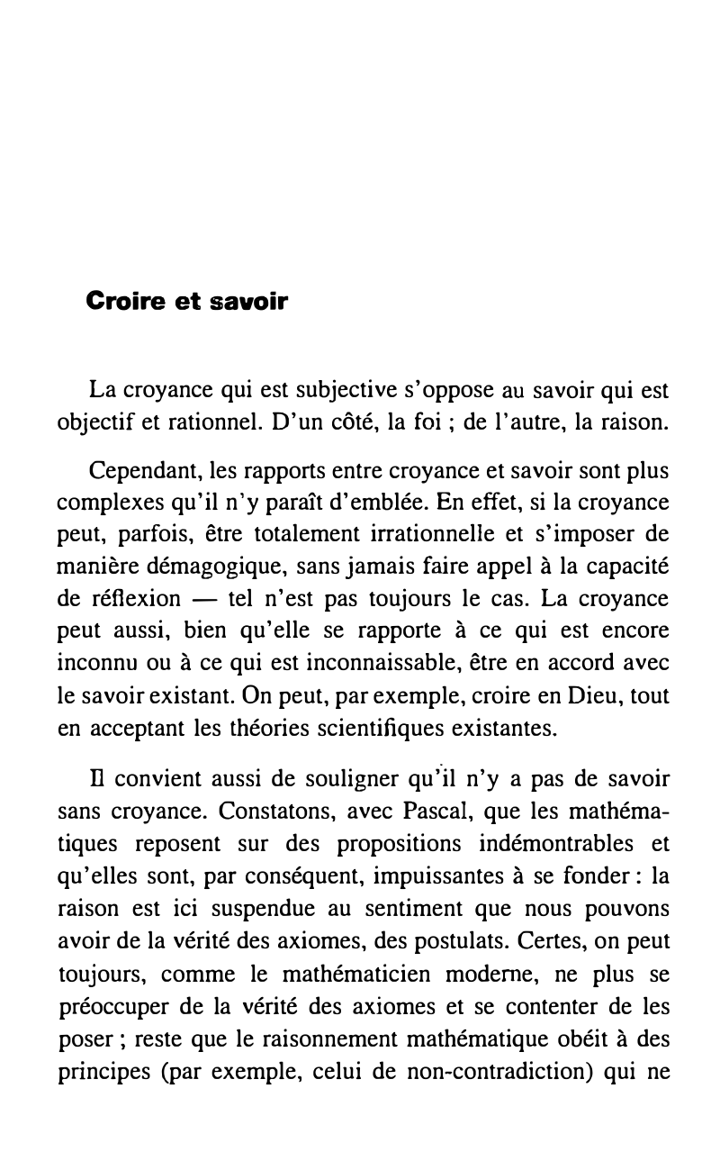 La Différence Entre Croire Et Savoir