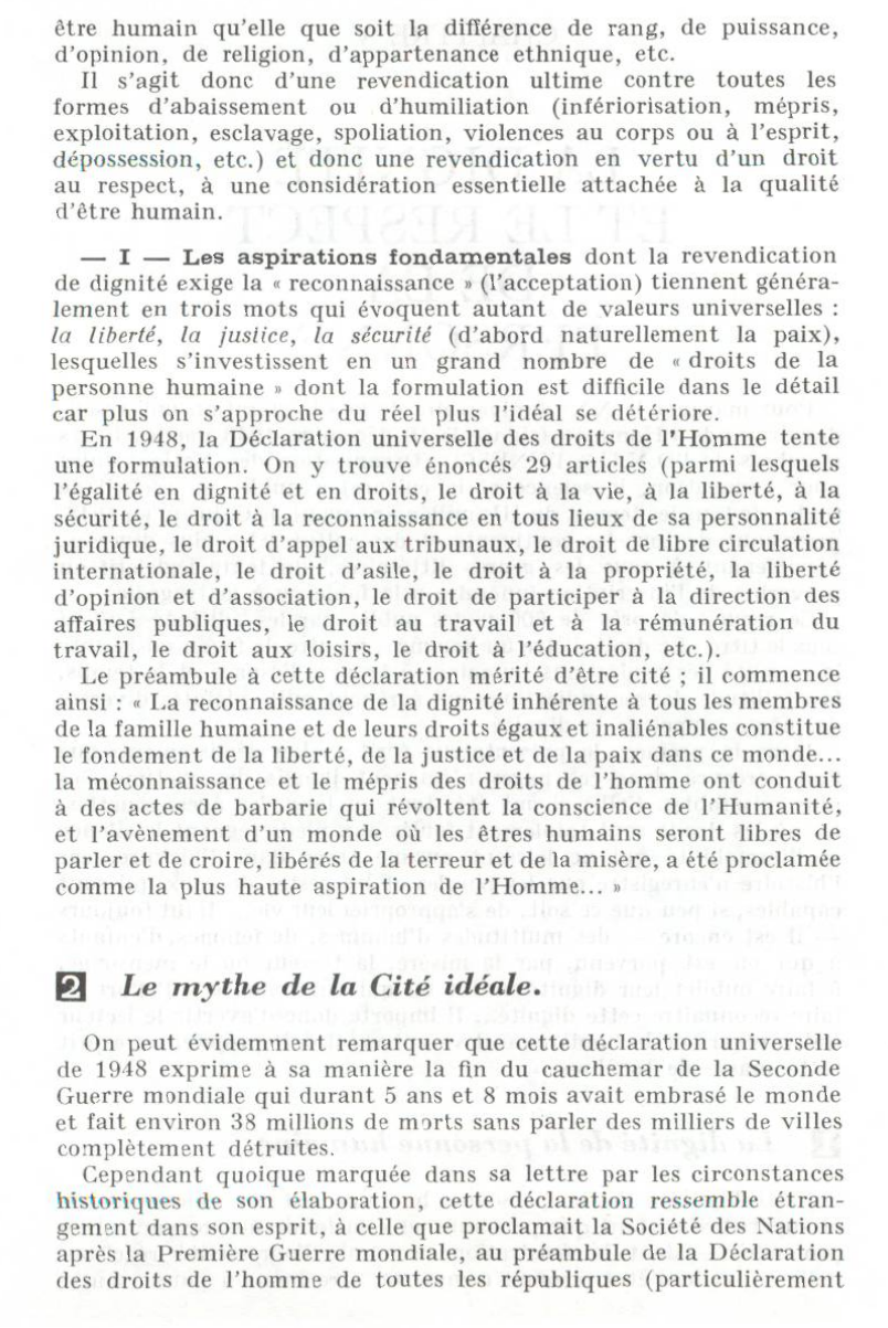 Prévisualisation du document LA DIGNITÉ ET LE RESPECT DE LA PERSONNE