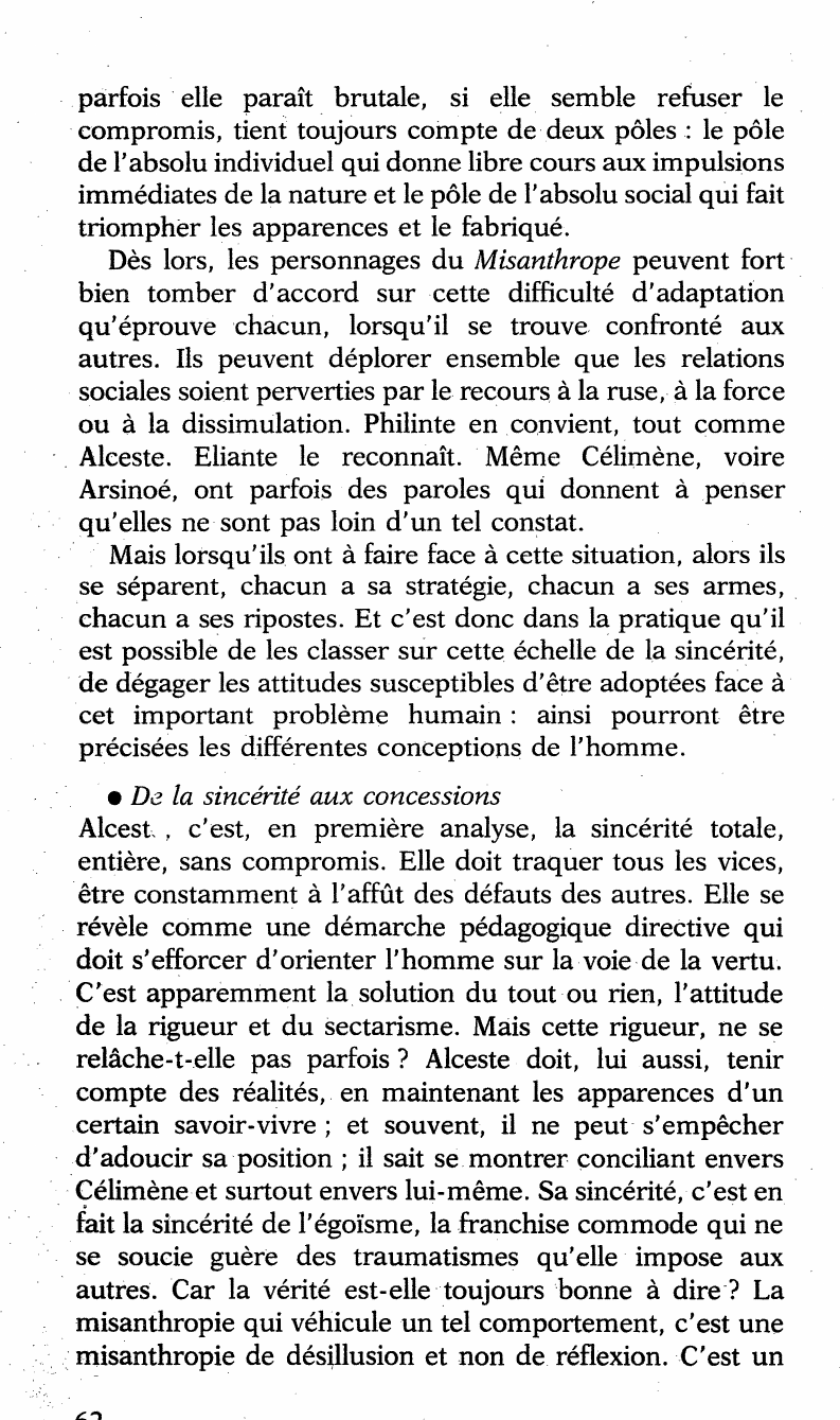 Prévisualisation du document La diversité des points de vue dans LE MISANTHROPE de MOLIERE