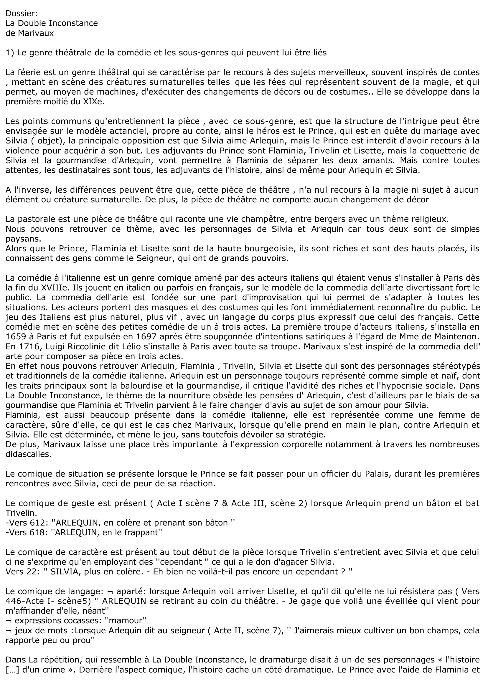 Prévisualisation du document La Double inconstance de Marivaux (Résumé & Analyse)