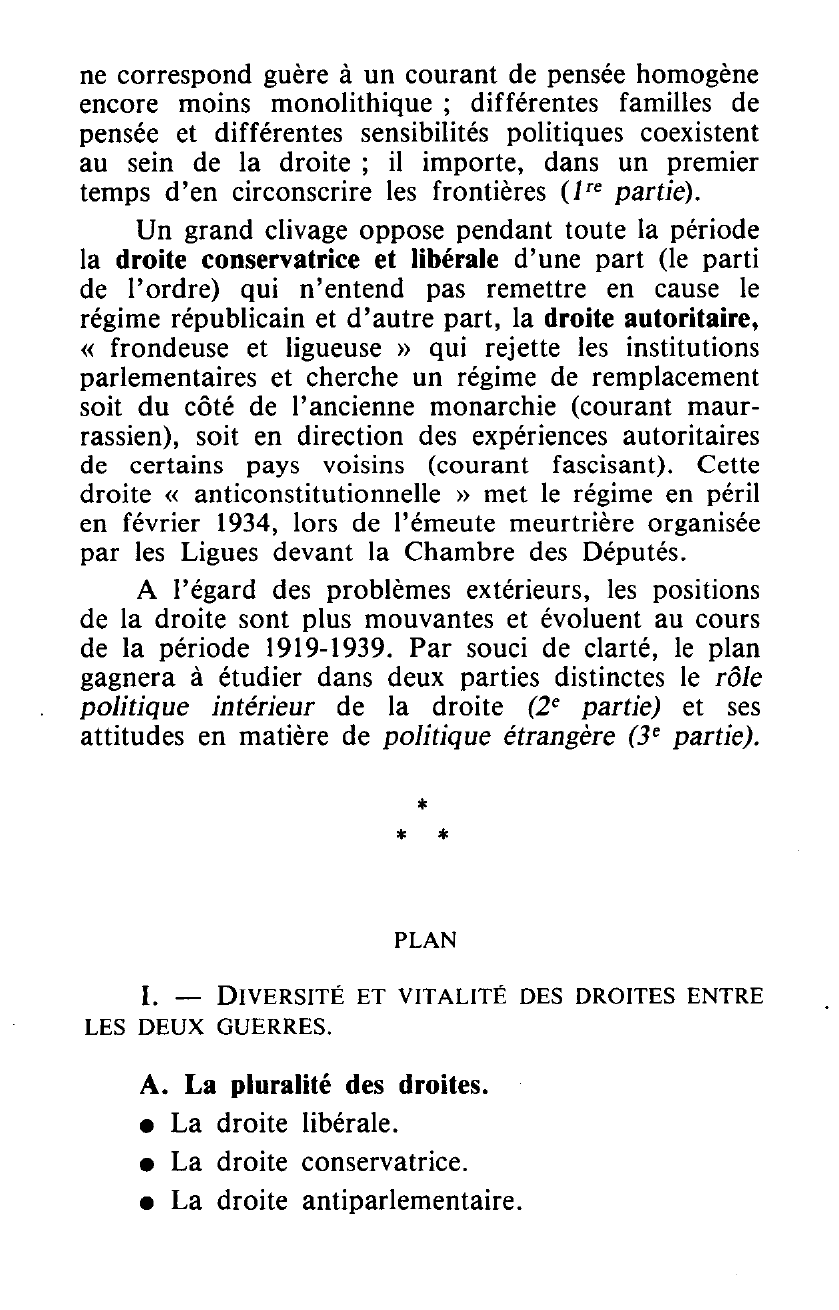 Prévisualisation du document LA DROITE EN FRANCE DE 1919 A 1939. HISTOIRE